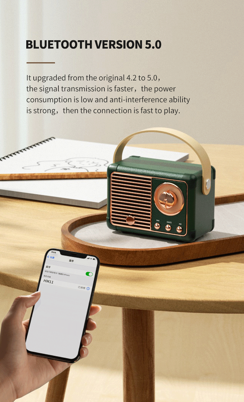 Retro Bluetooth Speaker – Vintage Music Player with FM Radio & AUX